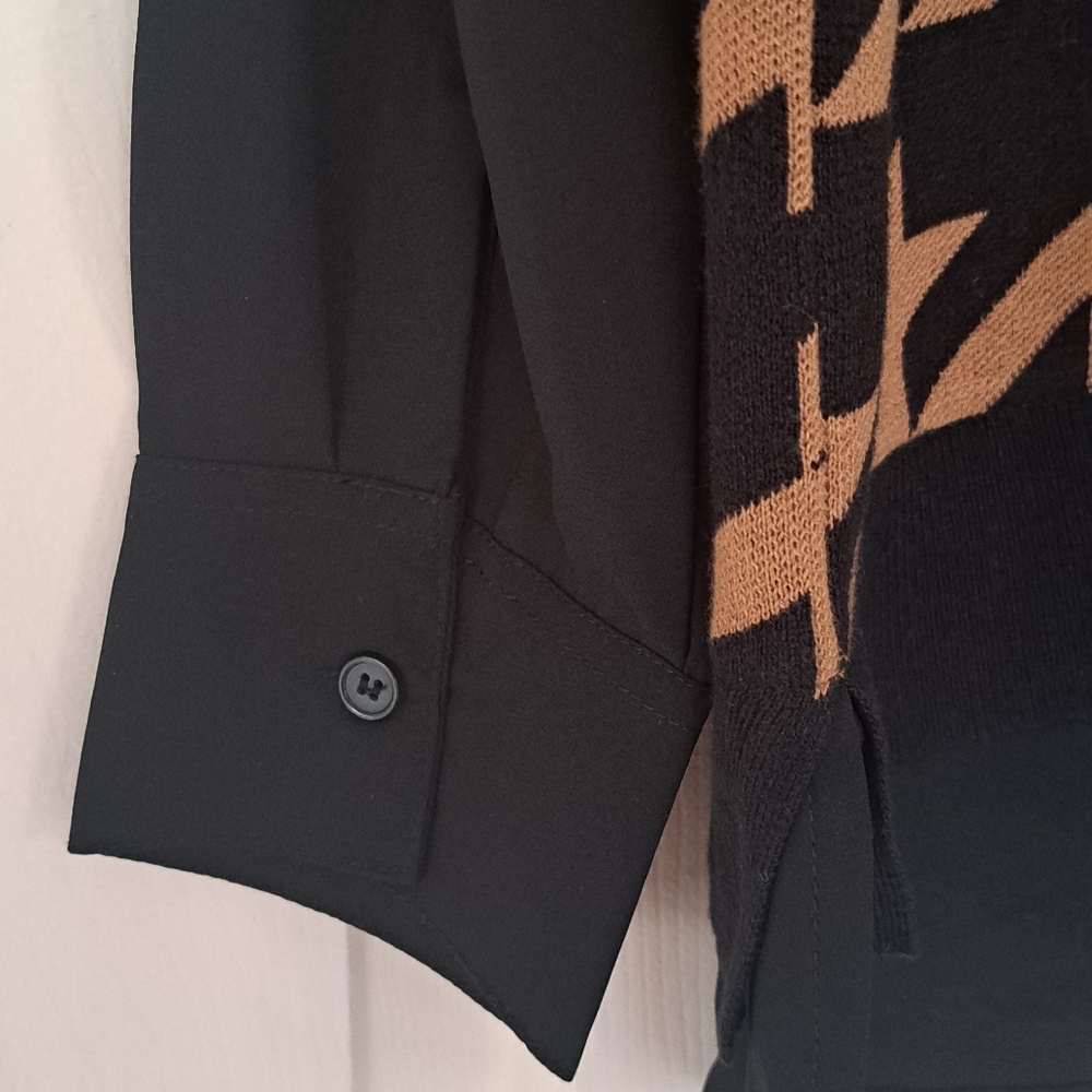 Anne Klein NWT Black Gold Sweater Vest Blouse Office Work Holiday Top. Size XL. - Picture 2 of 10